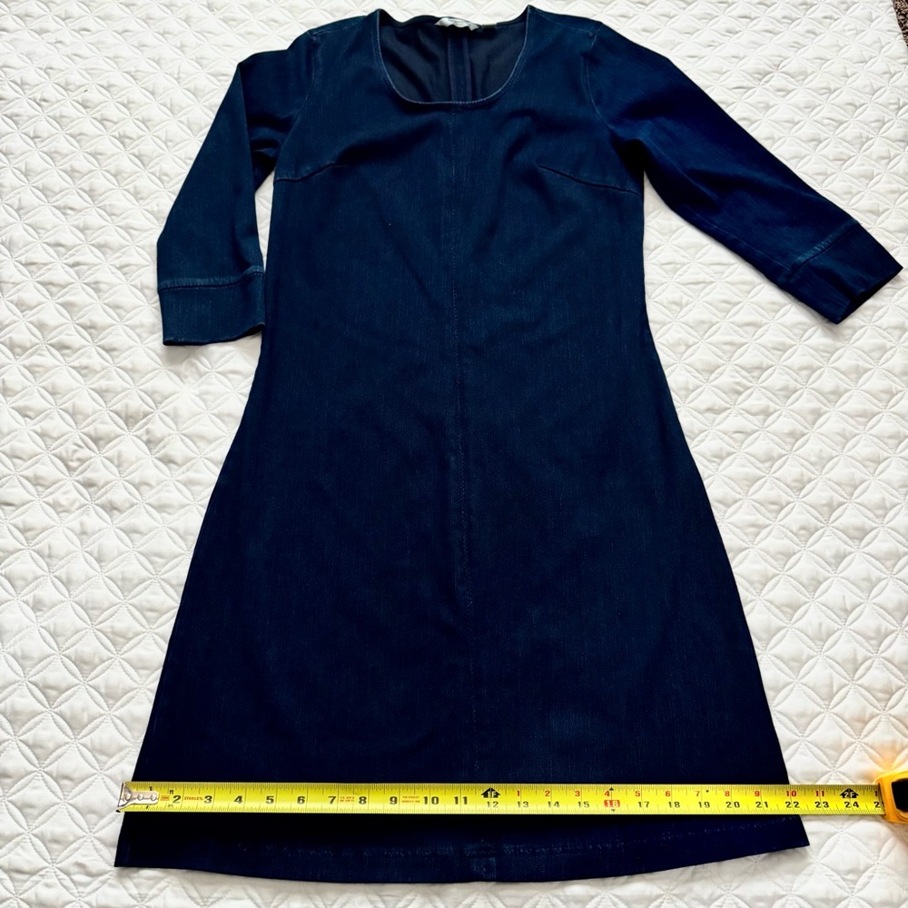 Liz Claiborne Dark Navy Blue Soft Stretch Denim 3/4 Sleeve Dress Size XS - Picture 7 of 14